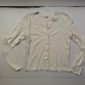 Aerie Cream Textured Long Sleeve Top